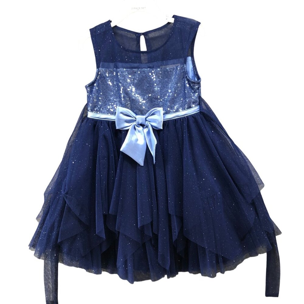 Jona Michelle Party Dress Girls 4T Blue Sequin‎ Sleeveless Tulle Sparkly